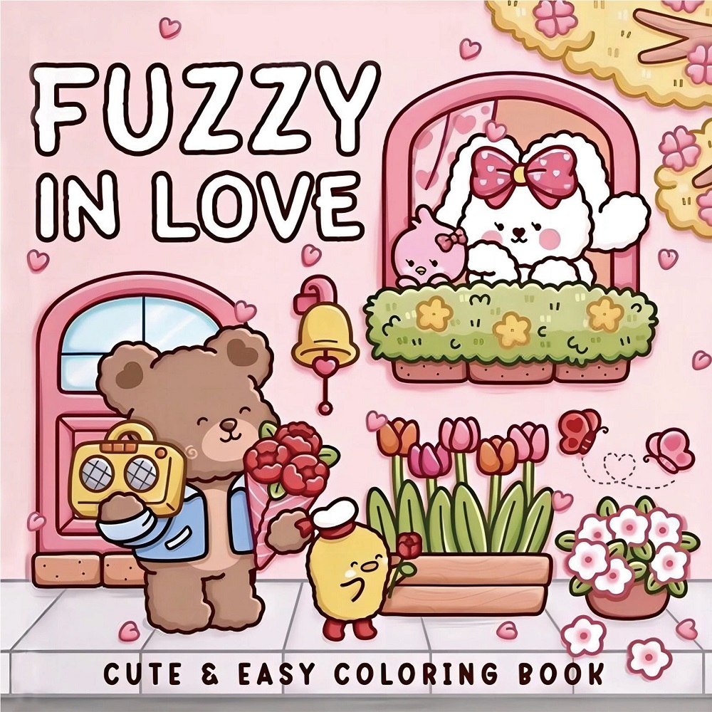 Adult Coloring Book Stress Relief - FUZZY IN LOVE 성인을 위한 대담하고