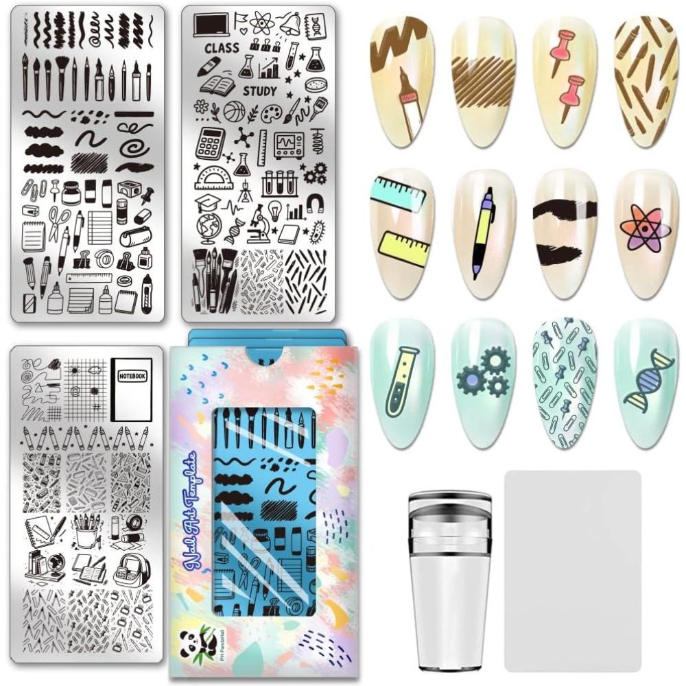 Stationery Books - 3개 세트 문구용 네일 스탬핑 플레이트,