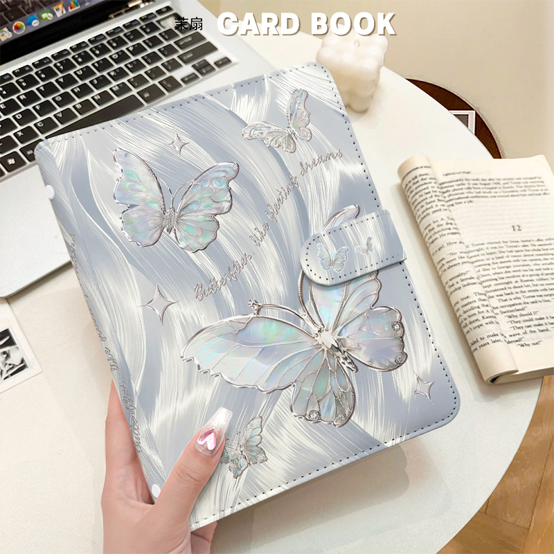 Kpop Photo Card Binder 3 Inch - 실버 무지개 빛깔의 나비 A5 카드