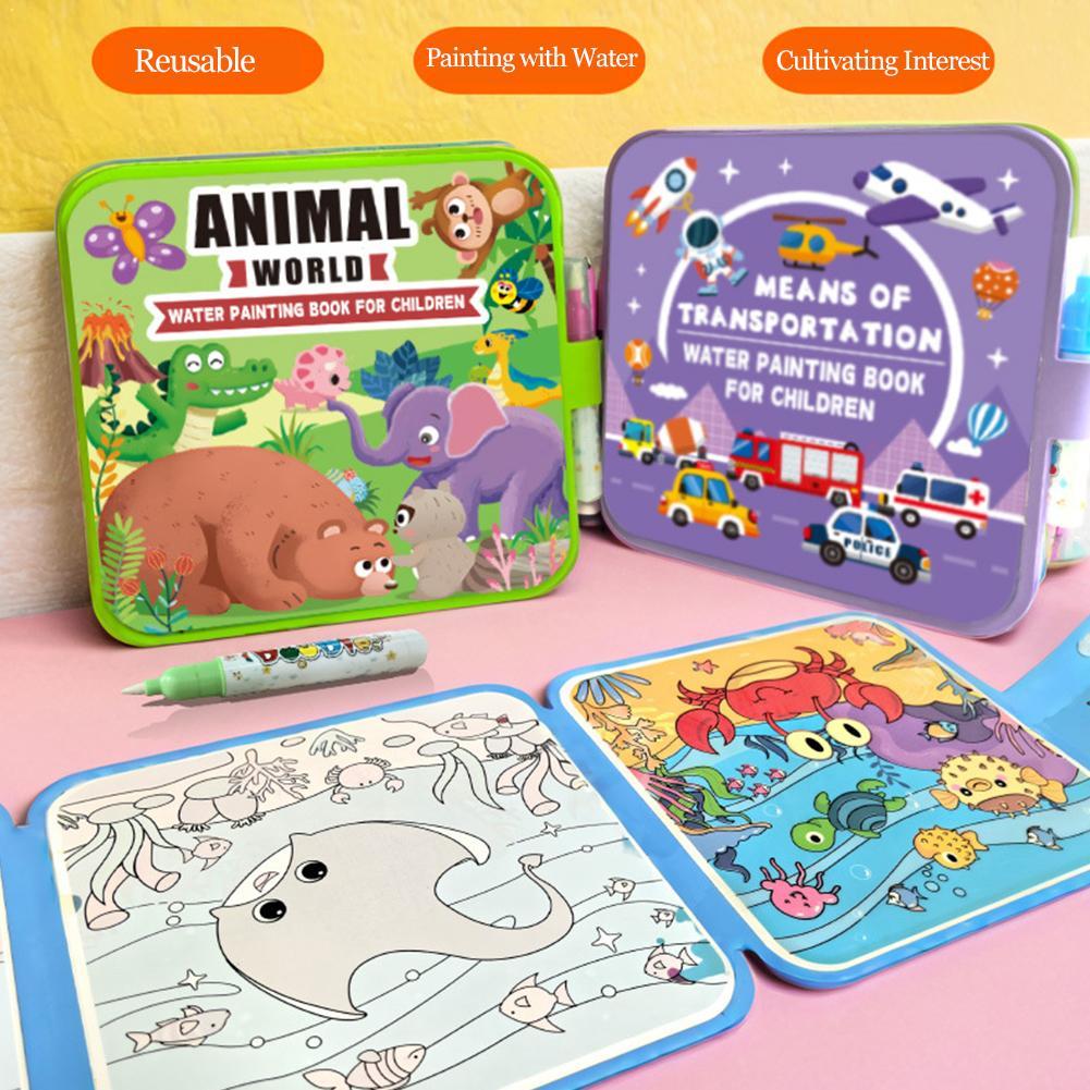 Reusable Water Magic Coloring Book - 어린이를 위한 접이식 물 그림책, 재사용