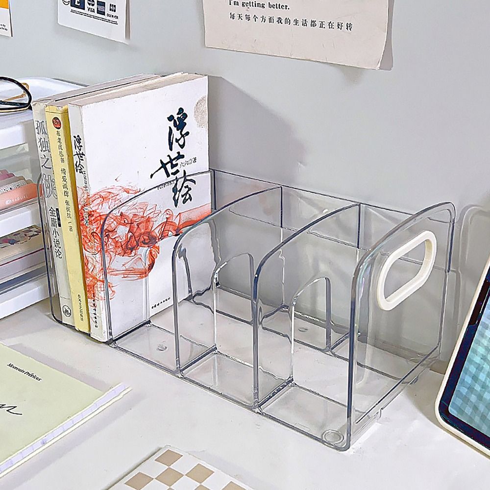 Clear Acrylic Book Stand Holder - 손잡이가 있는 휴대용 투명 아크릴 북엔드,