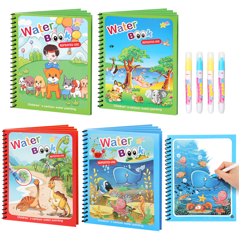 몬테소리 장난감 재사용 가능한 색칠하기 책 어린이를위한 - Reusable Water Magic Coloring Book 리뷰 및 가격