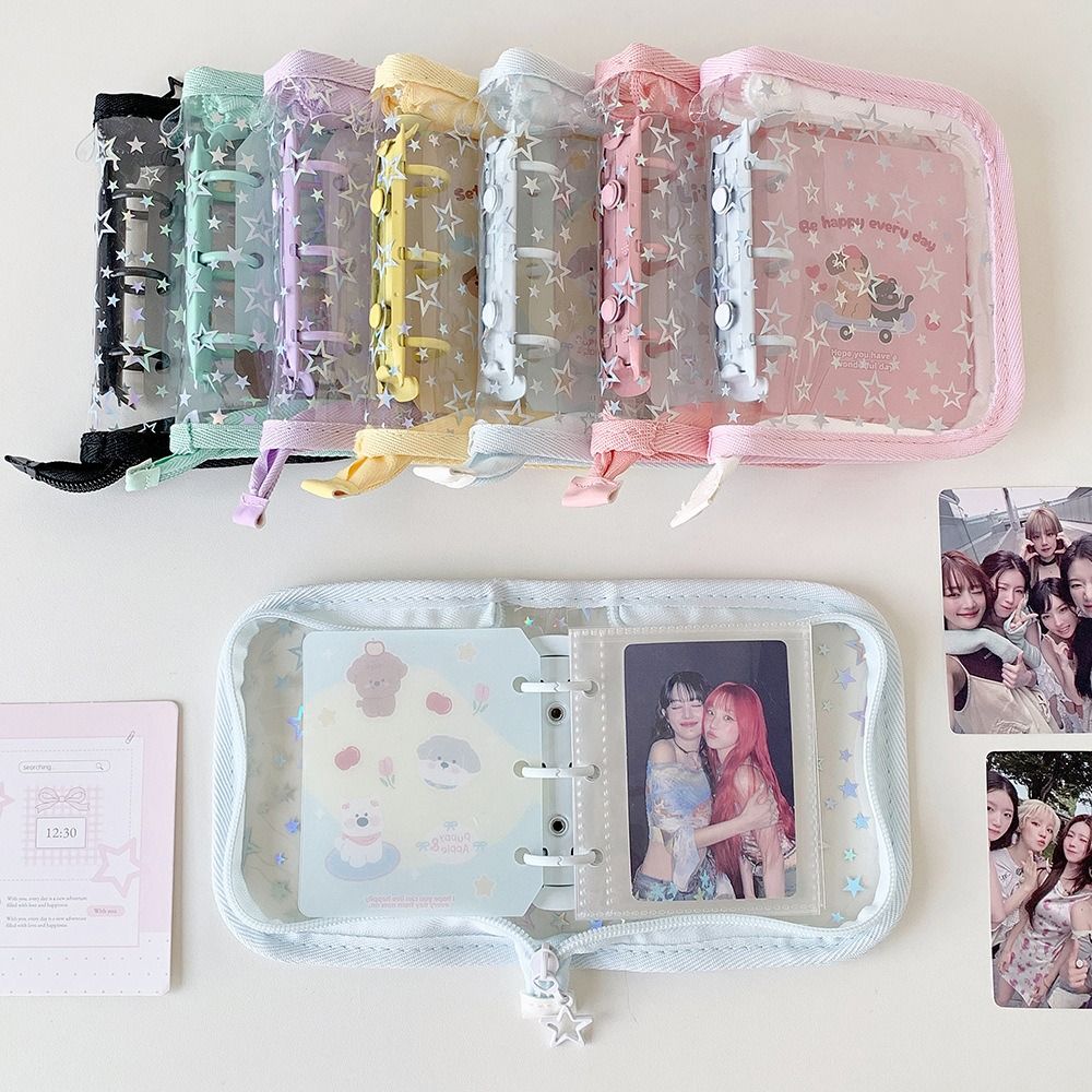 휴대용 PVC A8 카드 바인더 1개, 별 글리터 프린 - Kpop Photo Card Binder 3 Inch 리뷰 및 가격