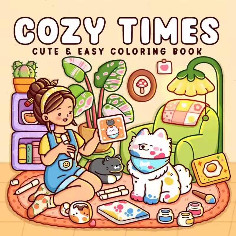 아늑한 시간 성인을 위한 귀엽고 쉬운 색칠하기 책 귀여 - Adult Coloring Book Stress Relief 리뷰 및 가격