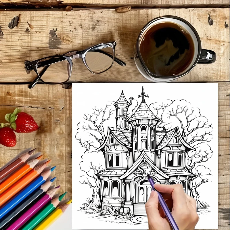 성인용 유령의 집 색칠 공부 책, 스트레스 해소를 위한 - Adult Coloring Book Stress Relief 리뷰 및 가격
